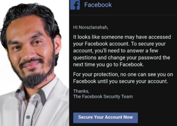 TANGKAP layar akaun Facebook Norazlanshah Hazali yang digodam pihak tidak bertanggungjawab.