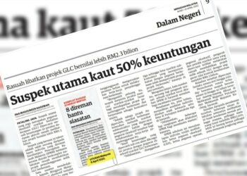 KERATAN laporan Mingguan Malaysia Ahad lalu.