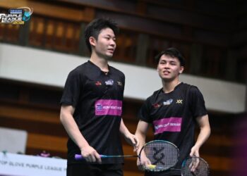 BEREGU Ampang Jaya, Lau Yi Sheng-Lee Yi Bo meraikan kemenangan straight set. - Ihsan SekhinahPR