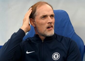REAKSI Thomas Tuchel ketika melihat Chelsea menentang Dinamo Zagreb dalam aksi Kumpulan E, Liga Juara-Juara di Stadium The Maksimir,  Zagreb awal pagi tadi. - AFP
