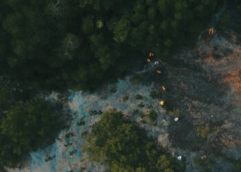 Tompokan tumpahan minyak jelas kelihatan dari udara di kawasan paya bakau Pantai Cermin, Port Dickson, Negeri Sembilan, baru-baru ini. 
– UTUSAN/MUHAMAD IQBAL ROSLI