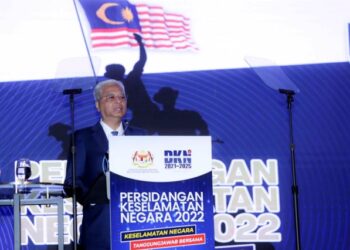 ISMAIL Sabri Yaakob berucap pada Majlis Persidangan Keselamatan Negara 2022 (PKN'22) di Hotel Marriot Putrajaya di sini, hari ini. -UTUSAN/FAISOL MUSTAFA