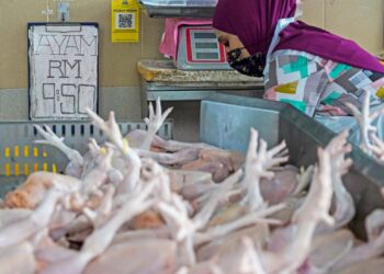 Tinjauan kenaikan harga barang di Pasar Jalan Othman, Petaling Jaya semalam. -UTUSAN/SHIDDIEQIIN ZON