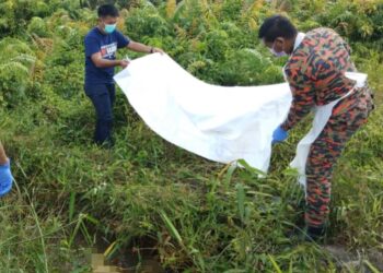 SALALIAH Abdul Majid, 85, dijumpai dalam keadaan tertiarap oleh pasukan bomba pada pukul 3.46 petang.