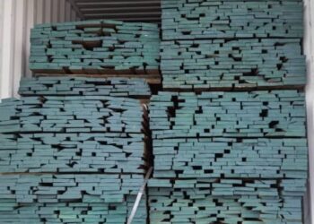 KONTENA yang membawa produk kayu seberat 68.8 tan yang ditahan menggunakan permit import tamat tempoh di Pelabuhan Tanjung Pelepas Gelang Patah, Johor.