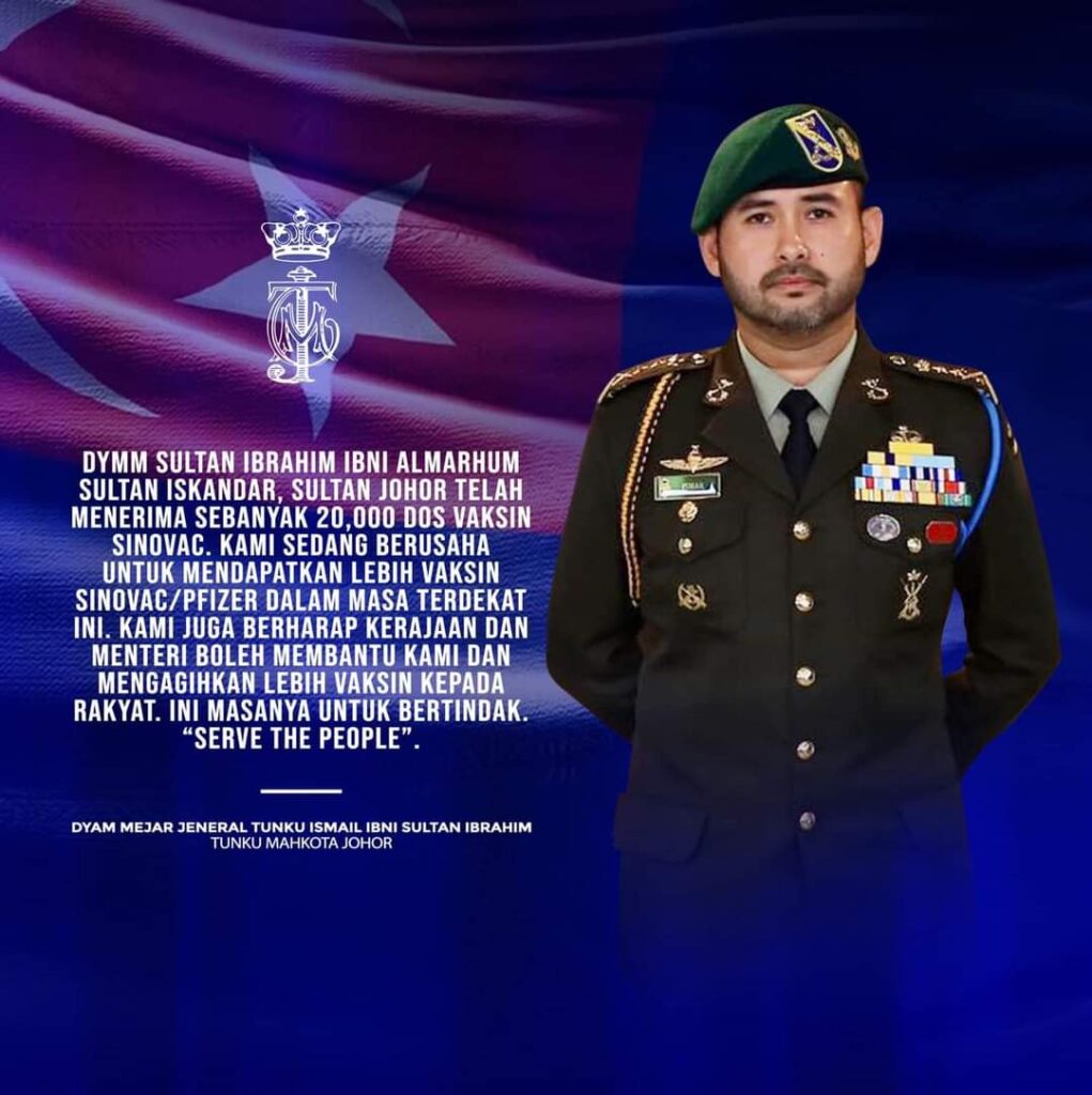 Sultan Johor terima 20,000 dos vaksin untuk rakyat ...