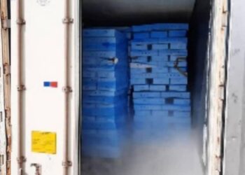 KONTENA menyimpan ayam sejuk beku dari Denmark ditahan di Pelabuhan Dermaga dan Merdeka Labuan, baru-baru ini-Ihsan Maqis