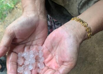 HUJAN air batu yang menggemparkan penduduk di Tanah Merah. - UTUSAN/ROSALWANI CHE SOH