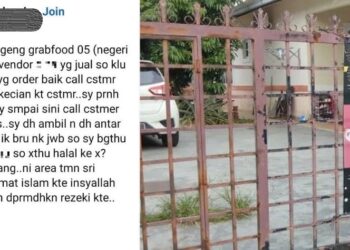 TANGKAP layar hantaran tular di Facebook oleh seorang penghantar makanan yang memaklumkan menerima pesanan daripada seorang pelanggan Islam yang membeli makanan dari penjual bukan Islam yang diragui status halalnya. - MEDIA SOSIAL