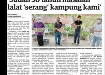 LAPORAN mengenai masalah lalat berpunca daripada ladang ayam terbuka berdekatan Kampung Tualang dan Kampung Buruk Bakul di Beruas yang disiarkan Utusan Malaysia semalam. - UTUSAN