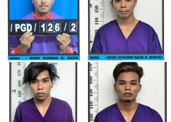 EMPAT tahanan yang melarikan diri dari pusat kuarantin yang sedang diburu IPD Penampang, Sabah. - IHSAN PDRM