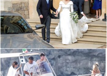 MAJLIS perkahwinan Puteri Eugenie dan Jack Brooksbank di Istana Windsor pada 2018 (gambar atas) dan gambar Brooksbank berfoya-foya dengan model di dalam bot di Itali. -AFP/Agensi