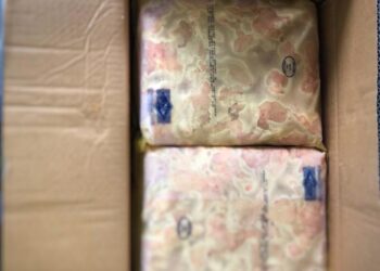 SEBAHAGIAN daripada keratan ayam sejuk beku dari Thailand yang dirampas oleh Maqis 
di ICQS Bukit Kayu Hitam, Kubang Pasu, Jumaat lalu.