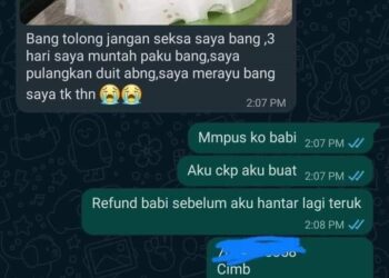 TANGKAP layar memaparkan perbualan berbaur ugutan pelanggan mahu menyihir peniaga yang dipercayai menipu. – IHSAN PMWP