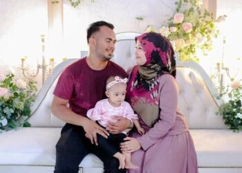 GAMBAR kenangan Omar Ismail bersama isterinya, Nur Diana Md Radzi dan anak mereka Nia Camelia Sofea Omar.