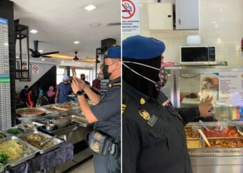 ANGGOTA penguat kuasa KPDNHEP memeriksa tanda harga makanan di restoran dan kedai makan dalam Op Menu yang diadakan di seluruh Selangor.