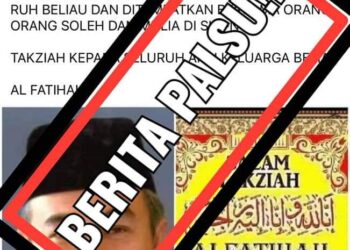 TANGKAP layar hantaran Facebook yang menyebarkan berita palsu berhubung kematian Pak Lah.