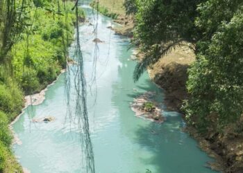 KEADAAN Sungai Selangkah yang bertukar menjadi warna hijau baru-baru ini disebabkan pelepasan efluen melalui longkang sebuah kilang penyaduran logam di Kawasan Perindustrian Pasir Gudang, Johor.