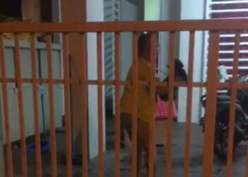 TANGKAP layar rakaman video tular seorang wanita yang dilihat menangkap dan mengoncang anjing peliharaannya di Seremban 2, Seremban baru-baru ini.