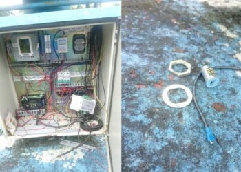 SIREN Amaran Banjir di Taman Sungai Gemas, Tampin yang disedari berlaku kehilangan pendawaian kotak siren sistem oleh kakitangan JPS semalam.
