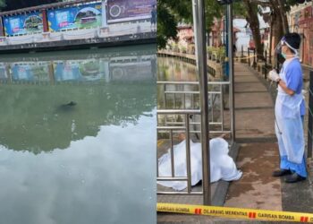 PEGAWAI perubatan mengesahkan mangsa yang dipercayai berbangsa India mati selepas dibawa naik pasukan bomba. - UTUSAN/DIYANATUL ATIQAH ZAKARYA