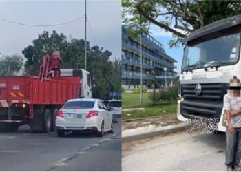 TANGKAP layar rakaman video lori yang dipandu secara berbahaya dan pemandu yang diarahkan hadir ke IPD Kuala Selangor, Selangor, semalam.