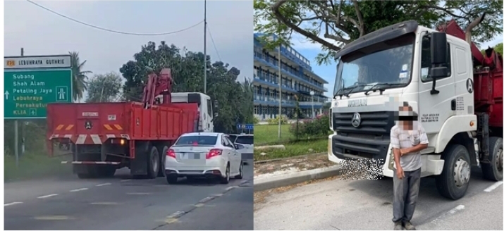 Pemandu lori tular potong secara berbahaya disaman