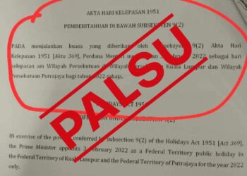 TANGKAP layar yang tersebar di emedia sosial berhubung pengisytiharan hari kelepasan am pada 3 Februari. - JPM