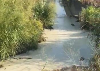 KEADAAN fenomena sungai berwarna putih akibat sisa yang dilepaskan oleh sebuah kilang berasaskan makanan di SPU, Pulau Pinang.