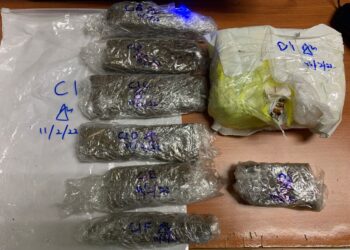 DADAH jenis ganja seberat 1,064 gram yang dirampas polis dalam serbuan Op Tapis di sebuah kondominium di Banda Hilir, Melaka. - UTUSAN/DIYANATUL ATIQAH ZAKARYA