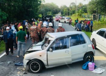KEJADIAN kemalangan yang berlaku di Kilometer Tiga, Jalan Sedia Raja-Mampong, Rembau pagi tadi yang mengorbankan seorang pesara guru, Sulaiman Harun, 79.