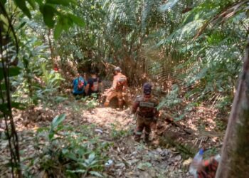 PASUKAN penyelamat menjalankan operasi mencari lelaki warga emas yang dilaporkan hilang ketika aktiviti pendakian di Puncak Jelapang, Ipoh. - UTUSAN/IHSAN JBPM PERAK