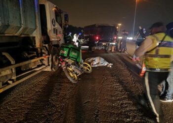 MANGSA kemalangan maut melibatkan anggota polis IPD Sepang di Jalan Baru Dengkil - Kota Warisan, Sepang, Selangor. - IPD SEPANG