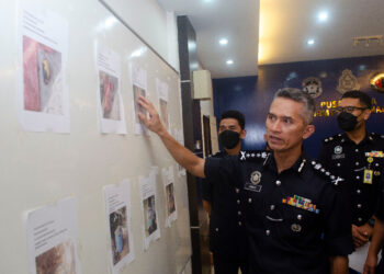 MOHD. SHUHAILY Mohd. Zain dalam sidang akhbar di IPK Pulau Pinang di Georgetown, hari ini.