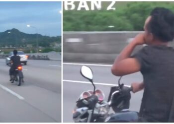 TANGKAP layar sebuah video yang tular di Facebook memaparkan seorang lelaki menunggang dalam keadaan khayal disyaki menghidu gam.