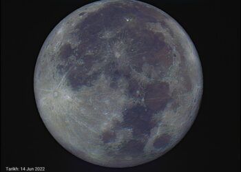 TANGKAP layar imej Supermoon Strawberry dirakamkan di Observatori Negara Langkawi, Kedah pada 14 Jun lalu. -GAMBAR ihsan Mysa