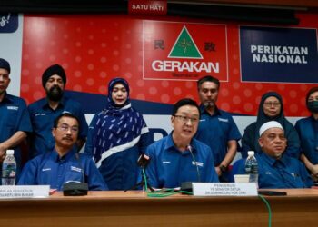 DOMINIC Lau Hoe Chai dalam sidang akhbar di Pejabat Gerakan Pulau Pinang, Jalan Macalister, Pulau Pinang.