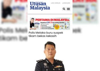 TANGKAP layar laporan Utusan Online berkenaan kejadian tikam bekas kekasih di Jalan Tun Sri Lanang, Melaka.
