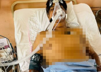 KEADAAN M. Daud Kilau yang dirawat di Hospital Teluk Intan hari ini selepas mengadu sesak nafas malam tadi. - UTUSAN/AIN SAFRE BIDIN