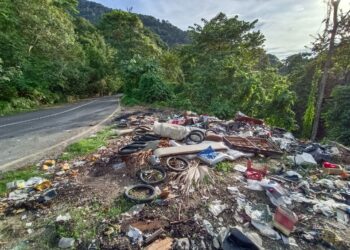 SAMPAH-sampah pukal yang dibuang ke dalam gaung di Jalan Lama Bukit Putus di Seremban ketika tinjauan Utusan Malaysia di kawasan berkenaan semalam.-UTUSAN/ZAKKINA WATI AHMAD TARMIZI.