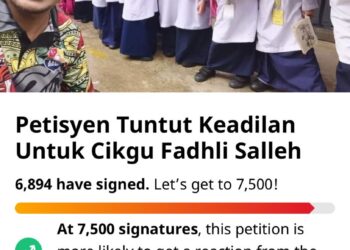 TANGKAP layar tuntutan petisyen keadilan kepada Cikgu Fadli