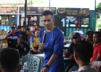 SHAHRIL Sufian Hamdan ketika menyampaikan ucapan pada Program Santai Pemuda UMNO Padang Serai Bersama Naib Ketua Pemuda di Lunas, Kulim. -UTUSAN/SHAHIR NOORDIN