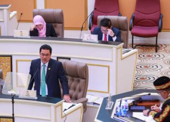 SULAIMAN Md. Ali berucap ketika sesi penggulungan penangguhan Sidang DUN Melaka di Seri Negeri, Ayer Keroh, Melaka.