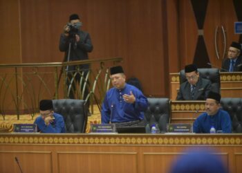 SALAH seorang ADUN PN yang berucap dalam sidang DUN Perlis di Kompleks DUN Kangar, Perlis hari ini.- UTUSAN