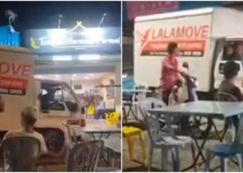 TANGKAP layar video tular yang memaparkan seorang pemandu lori yang cuba merempuh orang awam dalam kejadian yang berlaku di Taman Permai 3, Seremban.