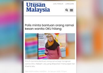 LAPORAN Utusan Online pada 24 Januari lalu berkenaan polis meminta bantuan orang ramai bagi mengesan seorang wanita OKU yang hilang di Kuala Pilah.