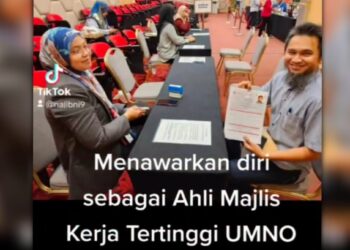 MOHD. Najib Mohd. Isa menerusi akaun TikTok miliknya, berkongsikan video yang turut memaparkan beliau menyerahkan borang pencalonan bagi bertanding jawatan MKT UMNO pada pemilihan parti itu.