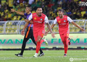 Penyerang PDRM, Bruno Suzuki menjaringkan gol tunggal perlawanan menentang Kedah di Stadium Darul Aman, semalam. (FOTO: IHSAN PDRM Football Club)