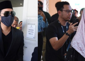 SYAMSUL Yusof selepas keluar daripada dewan mahkamah selepas prosiding sebutan permohonan cerai oleh isterinya, Puteri Sarah Liyana Megat Kamaruddin di Mahkamah Rendah Syariah Kuala Lumpur  hari ini.-UTUSAN/AMIR KHALID