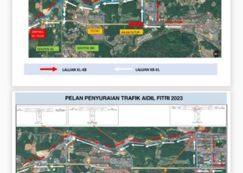 PELAN  penyuraian trafik sempena Hari Raya Aidilfitri bermula esok di laluan alternatif jalan Gua Musang-Kuala Lipis di Gua Musang, Kelantan.